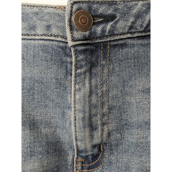 Amazon Essentials Womens 10 Blue Mid Rise Cuffed Denim Jean Shorts Whiskered - Picture 6 of 13